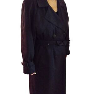 London Fog Women's Vintage Black Trench‎ Coat Size 8 Petite READ DESC
